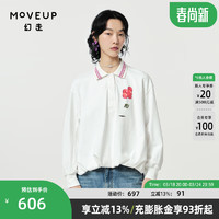 幻走（MOVEUP）2024春季趣味印花倒褶设计短款T恤女 白色 XS