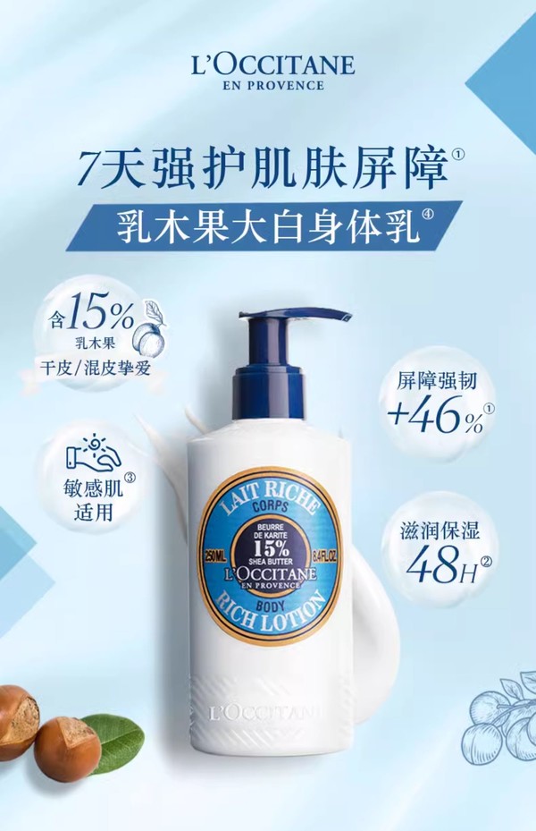 L'OCCITANE 欧舒丹 随机礼盒+乳木果经典手霜150ml+润肤露250ml（赠 白樱身体乳35ml*4+限定手霜10ml*3+随机心意礼袋）