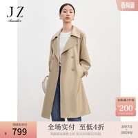 玖姿·安娜蔻清爽简约英伦风落肩收腰经典风衣外套2024春季 卡其 XL