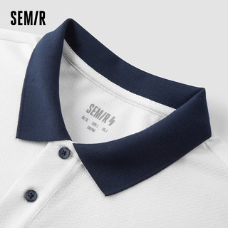 森马（Semir）POLO衫男2024夏时尚肌理感上衣简约通勤风男装 白蓝色调00318 185/100A/XXL