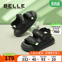 百丽童鞋女童运动凉鞋2024年夏季男童沙滩鞋中大童儿童休闲运动鞋 曜石黑 33码 适合20.4-21cm