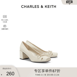 CHARLES & KEITH CHARLES&KEITH春夏女鞋CK1-61720137时尚方头粗高跟单鞋女鞋