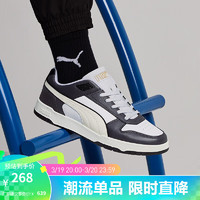 PUMA 彪马 官方 男女同款情侣复古休闲板鞋 RBD GAME LOW 386373 白-灰色-炭黑色-黑色-金色-22 36