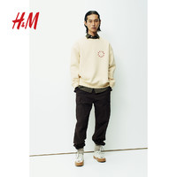 H&M HM春季男装卫衣休闲圆领简约长袖套头衫0981416