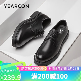 YEARCON 意尔康 男鞋秋季圆头系带婚鞋正装德比鞋商务皮鞋 97931W 黑色 40