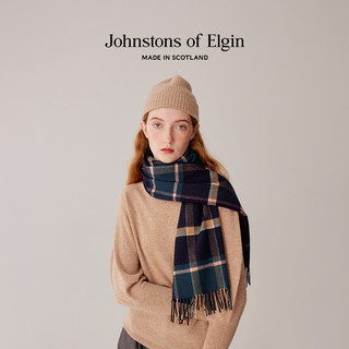 【】Johnstons of Elgin英伦格纹美利奴羊毛围巾男女礼盒