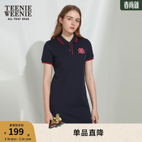 TEENIE WEENIE 小熊夏季学院风裙子直筒修身气质polo连衣裙女装 藏青色 170/L