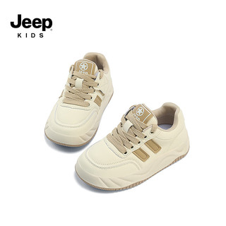 Jeep吉普男童鞋子运动鞋春夏2024童鞋软底防滑魔术贴儿童板鞋 米棕 30码 鞋内长约19.2cm