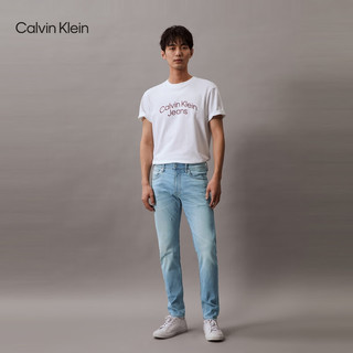 Calvin Klein Jeans24春夏男士复古破洞水洗弹力楔形锥形牛仔裤J326117 1AA-牛仔浅蓝 28