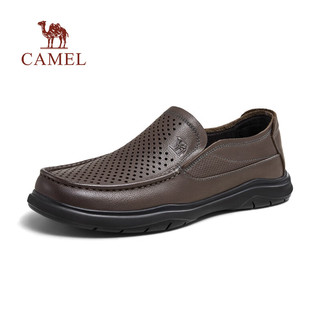 骆驼（CAMEL）2024夏季免系套脚乐福鞋透气舒适商务休闲鞋 G14M155655 灰色 38