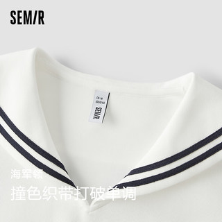 森马（Semir）连衣裙女海军领学院风文艺气质2024夏白月光收腰长裙温柔 本白10102 150/76A/XS