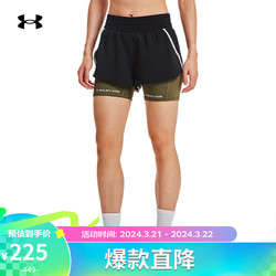 UNDER ARMOUR 安德玛 Project Rock强森女子梭织训练运动短裤1380188 黑色001 L