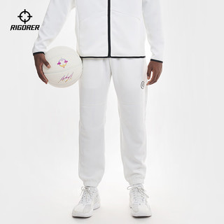 RIGORER 准者 运动套装男子2024年春季男士针织休闲套装宽松外套 纯正白-长裤 6XL/205