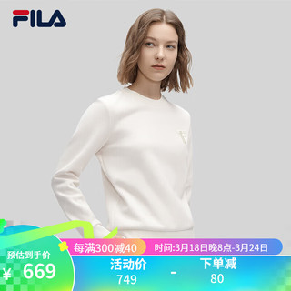 斐乐（FILA） Emerald斐乐女子套头卫衣2024春季时尚基础休闲针织上衣 雪糕白-IV 160/80A/S