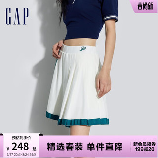 Gap女装2024春季运动针织不对称迷你百褶短裙活力半裙876133 白色 175/74A(XL)亚洲尺码