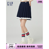 Gap 盖璞 女装2024春季运动针织不对称迷你百褶短裙活力半裙876133 海军蓝 170/70A(L)亚洲尺码