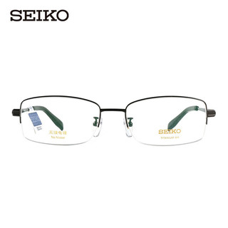 精工(SEIKO)男士大码半框钛合金精工架眼镜架HT01080-76+万新1.598防蓝光镜片