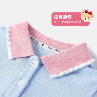 Classic Teddy精典泰迪女童连衣裙儿童公主裙中小童装春季裙子春装衣服新 清爽学院裙冰晶蓝 130