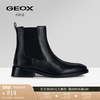 GEOX 杰欧适 女鞋冬套筒方跟时尚舒适切尔西靴D36VBC 黑色C9999 35