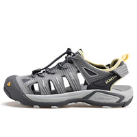 悍途 HUMTTO夏季男士沙滩鞋轻便防踢包头户外休闲健步鞋快干溯溪凉鞋 烟灰/天空灰 40