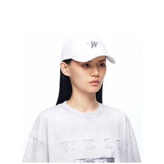 WE11DONE【明星同款】中性男女同款经典WD字母logo印花棒球帽子 白色 OS