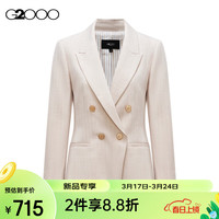 G2000【多面弹性】G2000女装SS24商场柔软舒适双排扣修身正装西服 弹力-浅棕色修身26寸 36