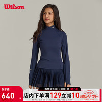 威尔胜（Wilson）24年春季针织长袖上衣女款运动弹力修身网球服运动服 WW20001412DBC-海军蓝 160/80A/XS