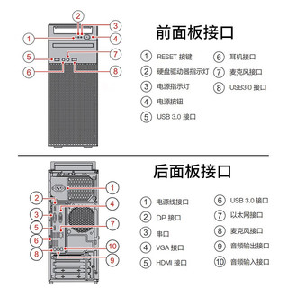 联想开天M740J台式机 国产信创 自主可控 飞腾D2000 8G显卡 32G内存 硬盘512G 带控制芯片 2T机械 银河麒麟v10GF版 WPS OFD 23.8英寸显示器