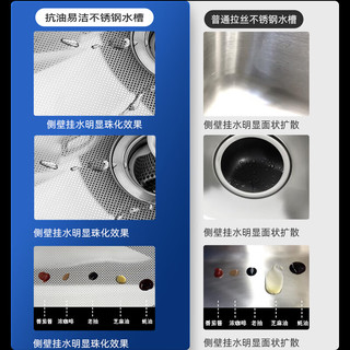 摩恩厨房304不锈钢水槽台下盆大单槽洗菜盆枪灰米粒纳米手工单槽 600mm手工单槽+防指纹抽拉龙头