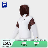 FILA 斐乐女士梭织外套2024夏网球运动宽松拼色连帽外套 160/80A/S