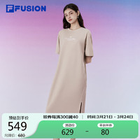 FILA FUSION斐乐潮牌女子针织连衣裙2024夏时尚休闲宽松裙子 羽毛灰-GY 175/92A/XL