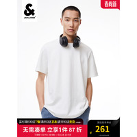 杰克·琼斯（JACK&JONES）夏季舒适商务休闲百搭纯色纯棉简约短袖T恤男装224201248 本白色A06 185/104A/XL