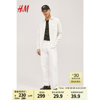 H&M2024春季男装上装CleanFit简约标准版型华夫格衬衫1216640 奶油色 175/100A M