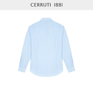 CERRUTI 1881男装早春商务休闲纯棉格纹长袖衬衫男C4839EI131 浅蓝 44