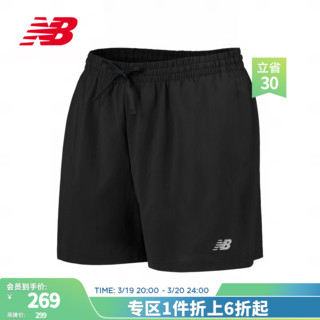 NEW BALANCE运动裤24男款舒适简约百搭系带跑步梭织短裤 BK MS41230 XL