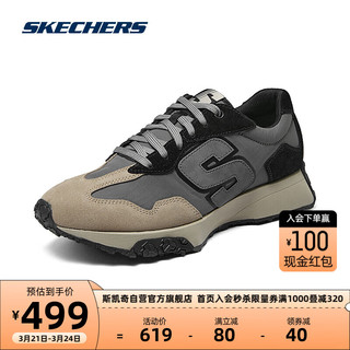 斯凯奇Skechers男士复古慢跑鞋时尚百搭舒适柔软210744 灰色/黑色/GYBK 39.5
