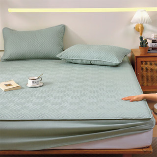 艾薇夹棉床笠单件床垫保护套床笠罩磨毛床盖宿舍床套亲肤可水洗床罩 青石绿 180*200cm