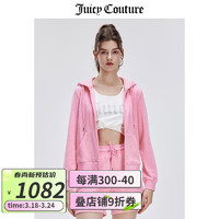 JUICY COUTURE橘滋【24春夏】彩色渐变Logo毛巾布美式休闲运动显瘦女式外套 粉红 XL