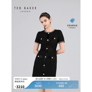 Ted Baker【质感静奢】TED BAKER2024春季女士小香风短袖连衣裙C41047 黑色 1