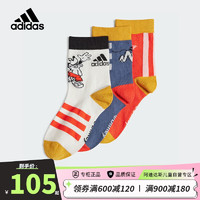 adidas 阿迪达斯 儿童袜子米奇唐老鸭款男童女童中长筒袜棉质运动袜 三双装IU4860