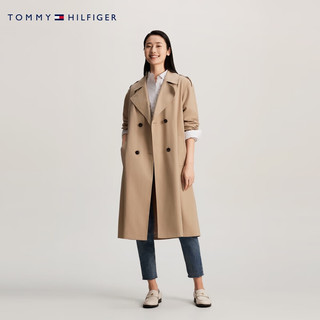 TOMMY HILFIGER【温柔力系列】24早春女装收腰长款宽松风衣41630 卡其色AEG M/L