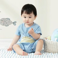 全棉时代 初生婴儿男宝宝针织短袖连体衣
