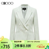 G2000【多面弹性】G2000女装SS24商场柔软舒适双排扣修身正装西服 弹力-浅绿色修身26寸 34