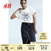 H&M女士T恤2024春季舒适柔软潮流大廓形印花短袖上衣1206628 奶油色/Johnny Cash 1