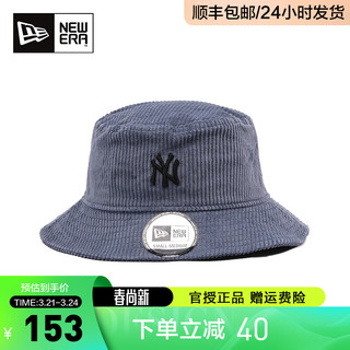 NEW ERA 纽亦华 帽子男女MLB系列NY洋基队灯芯绒宽檐遮阳渔夫帽