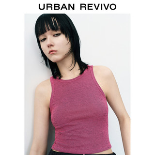 UR2024夏季女时尚撞色条纹短款修身圆领无袖背心UWB440009 红色条纹 S