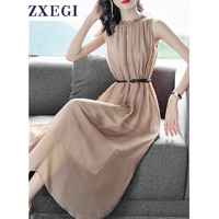 ZXEGI 真丝连衣裙女 桑蚕丝 香槟色 均码