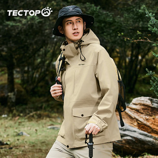 探拓（TECTOP）冲锋衣防寒防风户外登山滑雪服2412167CF沙卡其M