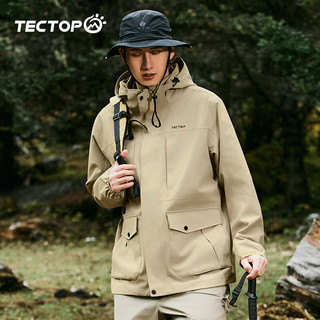 探拓（TECTOP）冲锋衣防寒防风户外登山滑雪服2412167CF沙卡其M