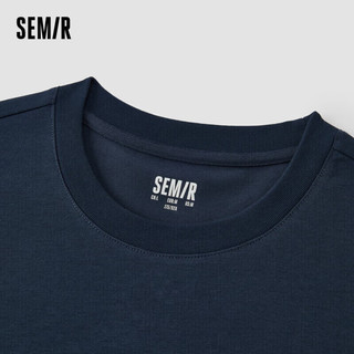 Semir 森马 凉感抗菌短袖T恤男2024夏字母印花上衣简约百搭休闲109324100147 深蓝80819